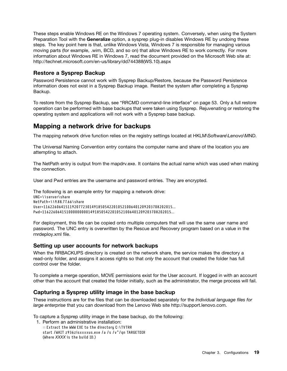 Mapping a network drive for backups | Lenovo ThinkVantage (Rescue and Recovery 4.5) User Manual | Page 25 / 86
