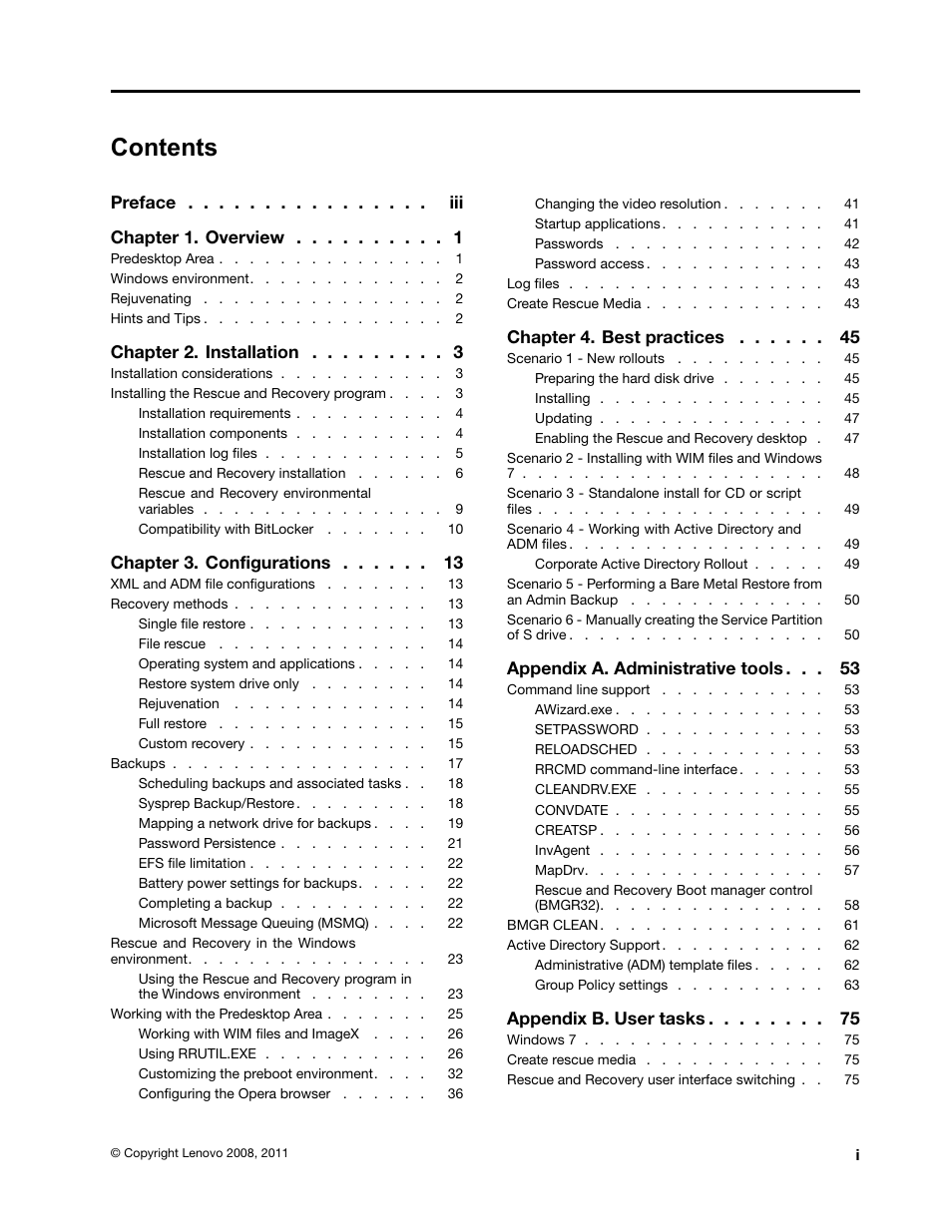 Lenovo ThinkVantage (Rescue and Recovery 4.5) User Manual | Page 3 / 86