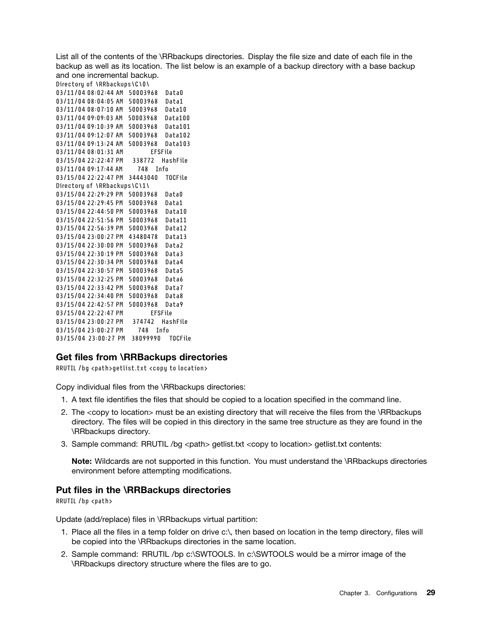 Get files from \rrbackups directories, Put files in the \rrbackups directories | Lenovo ThinkVantage (Rescue and Recovery 4.5) User Manual | Page 35 / 86