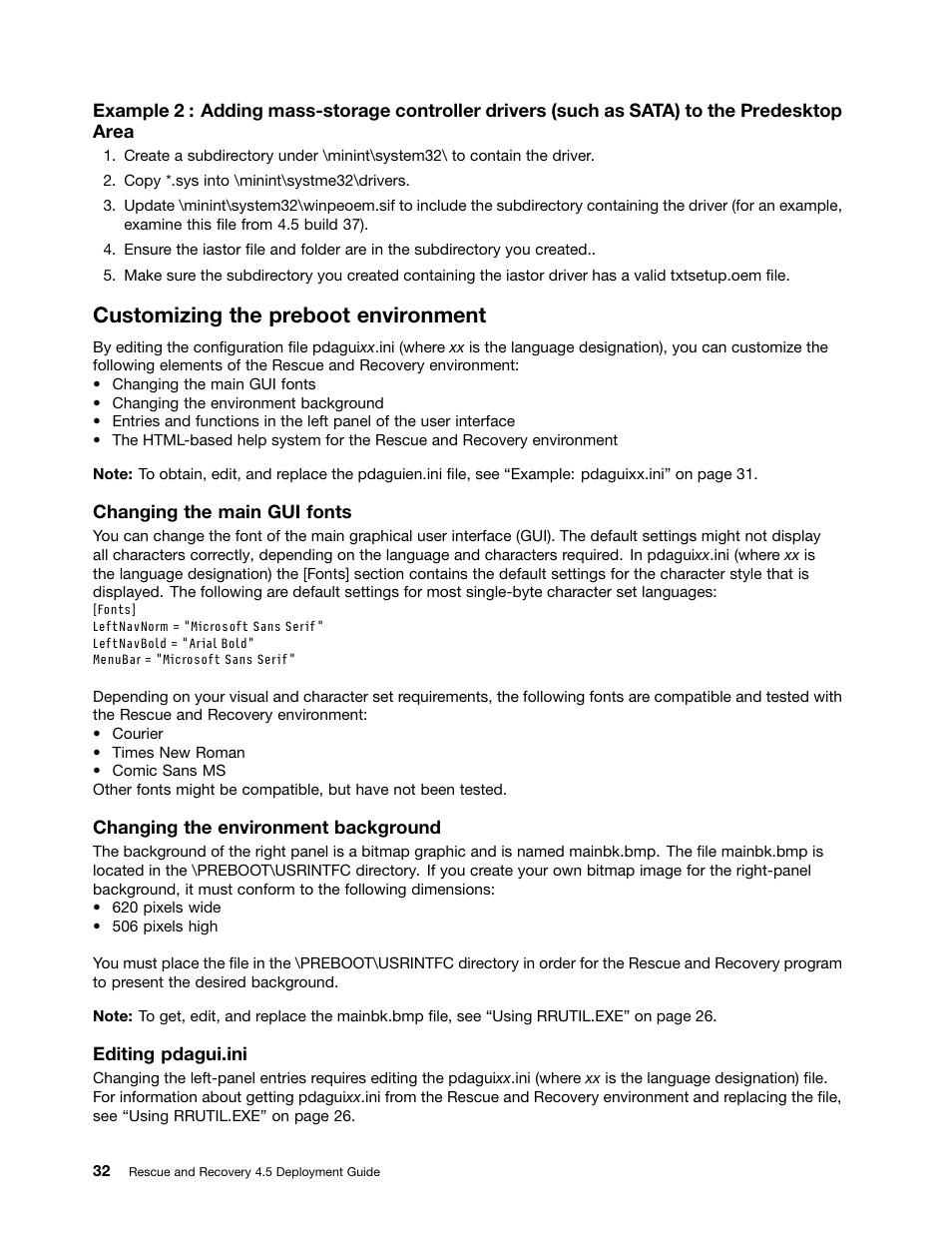 Customizing the preboot environment | Lenovo ThinkVantage (Rescue and Recovery 4.5) User Manual | Page 38 / 86