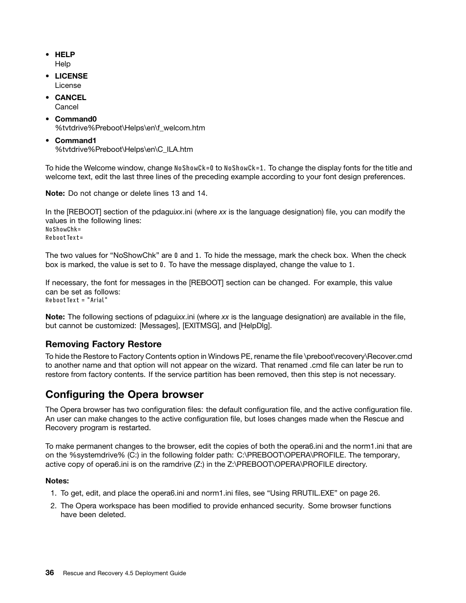 Configuring the opera browser | Lenovo ThinkVantage (Rescue and Recovery 4.5) User Manual | Page 42 / 86