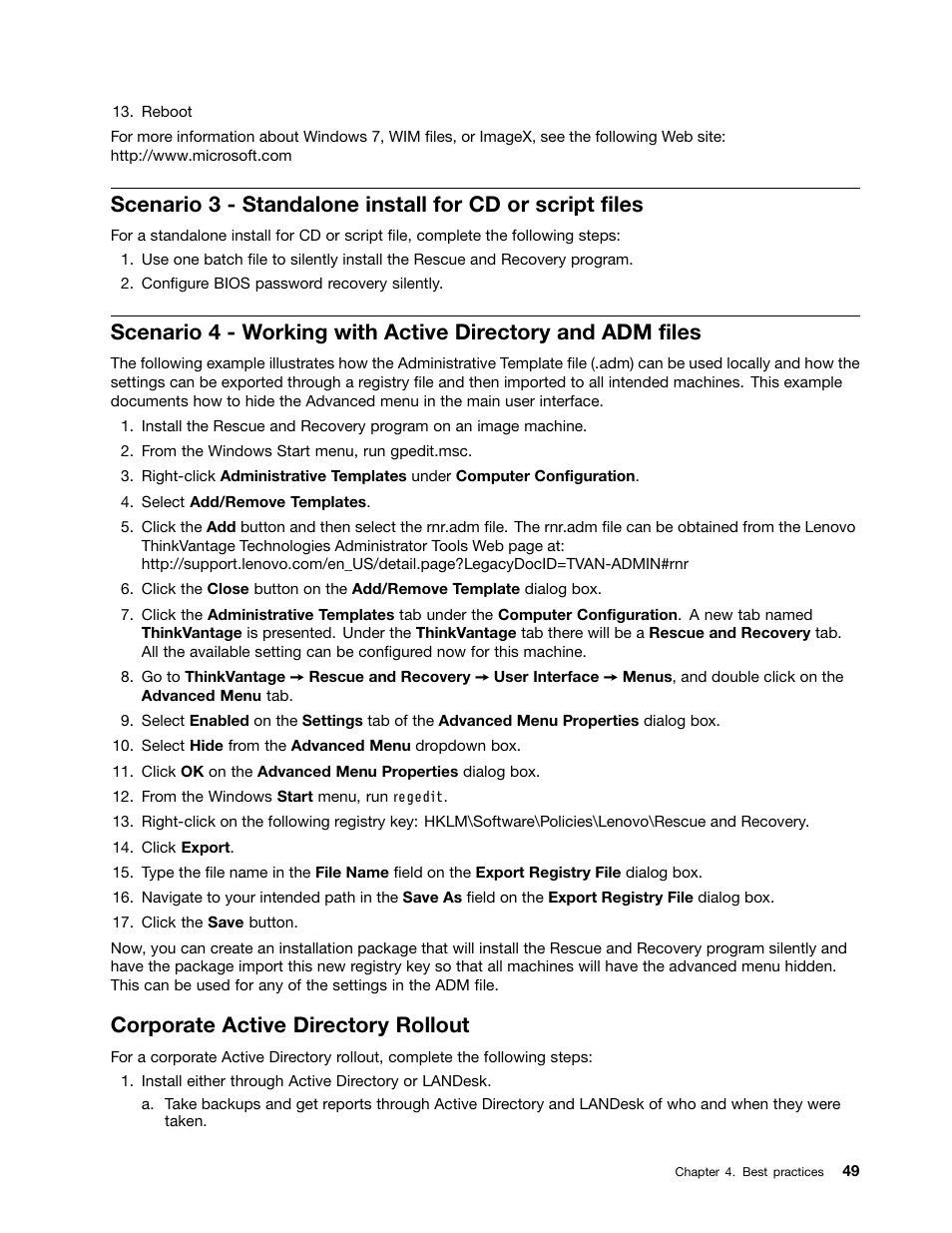 Corporate active directory rollout | Lenovo ThinkVantage (Rescue and Recovery 4.5) User Manual | Page 55 / 86