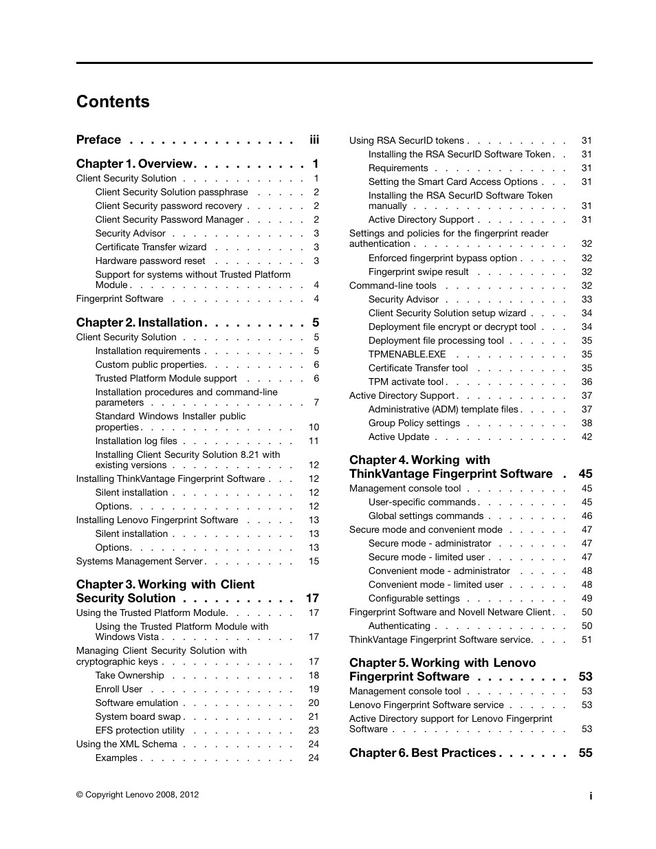 Lenovo ThinkVantage (Client Security Solution 8.21) User Manual | Page 3 / 86