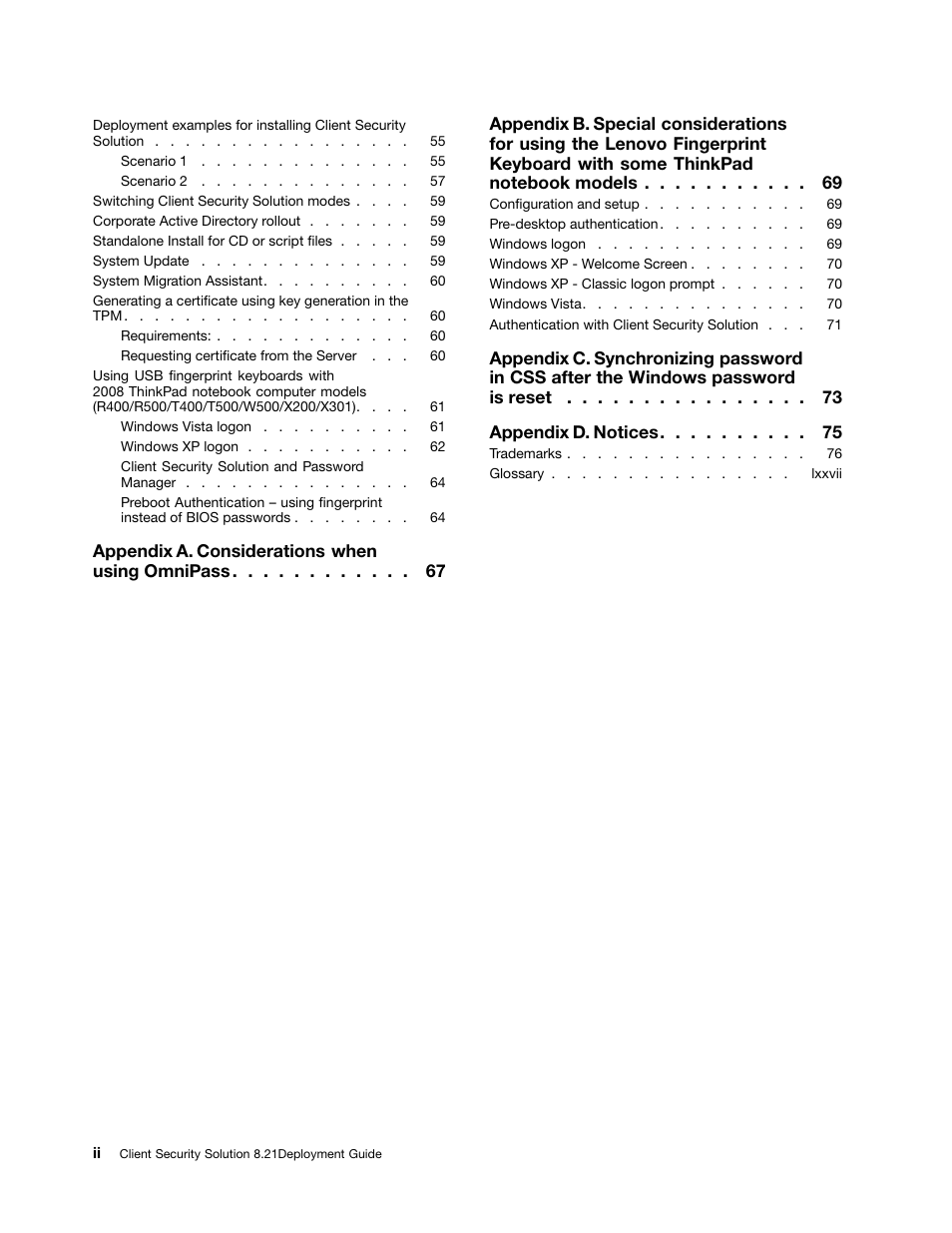 Lenovo ThinkVantage (Client Security Solution 8.21) User Manual | Page 4 / 86