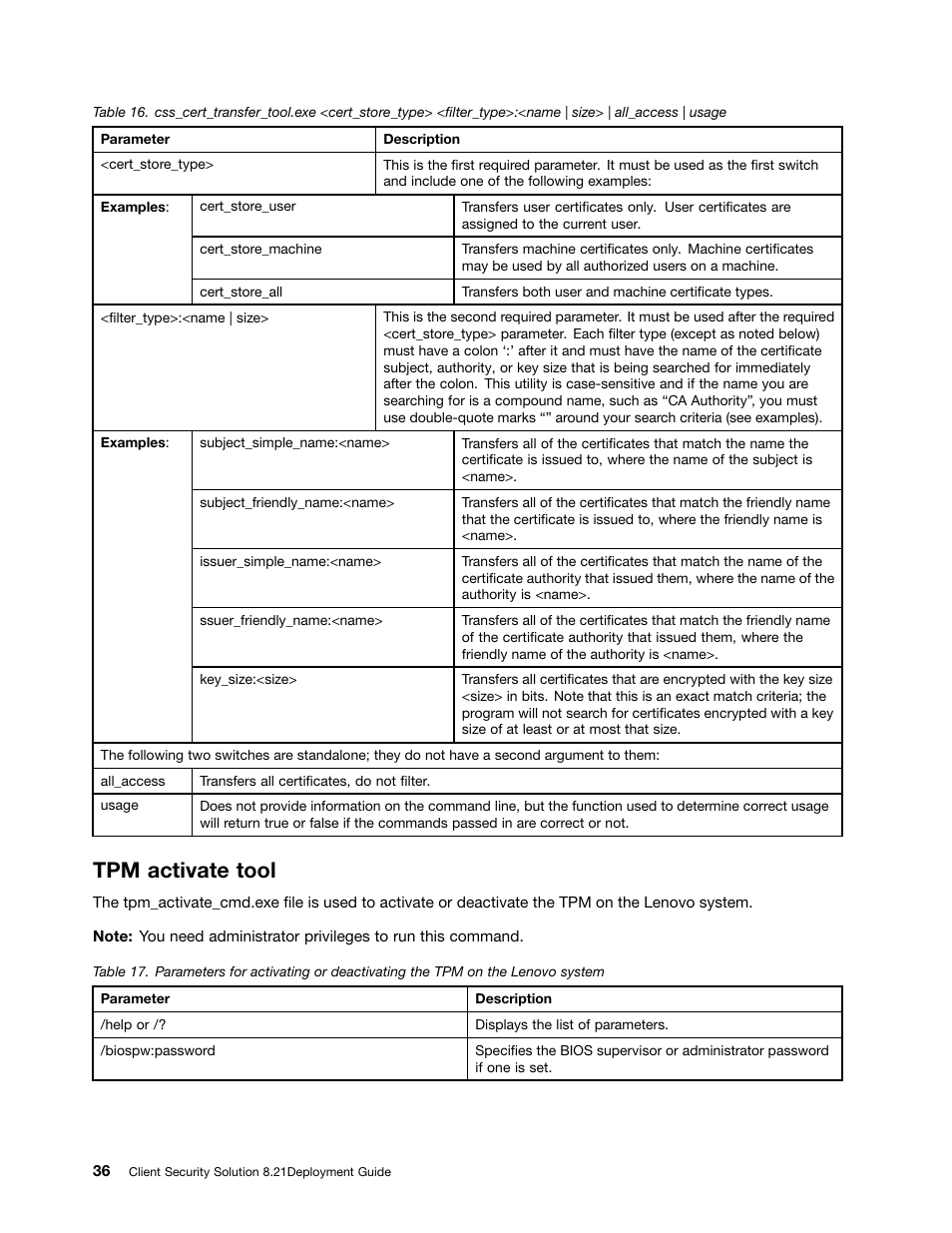 Tpm activate tool | Lenovo ThinkVantage (Client Security Solution 8.21) User Manual | Page 42 / 86