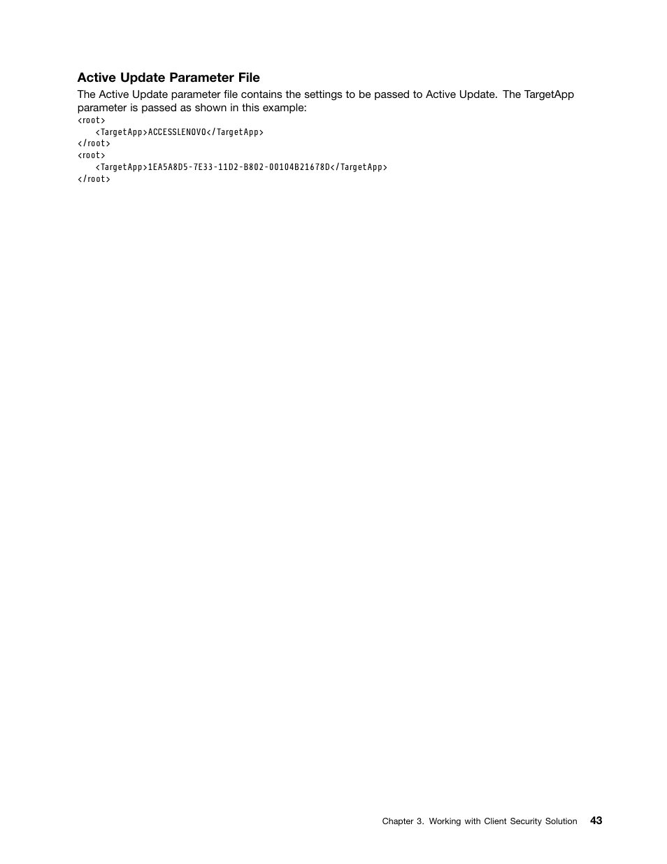 Active update parameter file | Lenovo ThinkVantage (Client Security Solution 8.21) User Manual | Page 49 / 86
