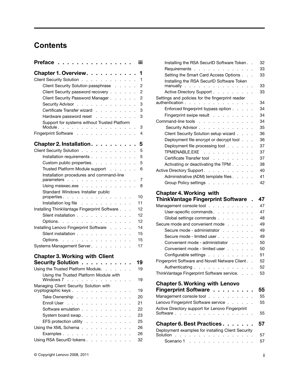 Lenovo ThinkVantage Client Security Solution 8.3 User Manual | Page 3 / 86