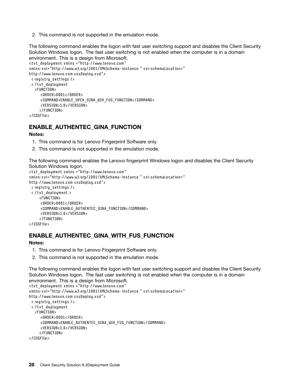 Enable_authentec_gina_function, Enable_authentec_gina_with_fus_function | Lenovo ThinkVantage Client Security Solution 8.3 User Manual | Page 34 / 86