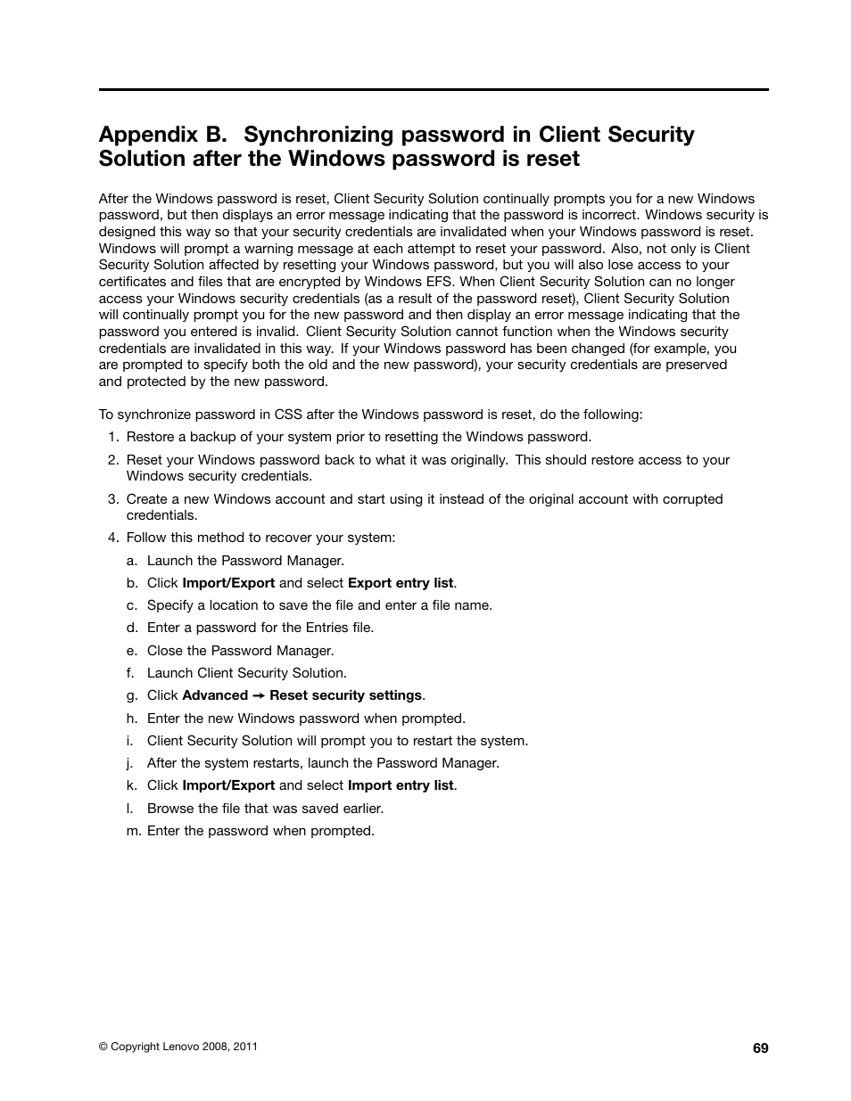 Lenovo ThinkVantage Client Security Solution 8.3 User Manual | Page 75 / 86
