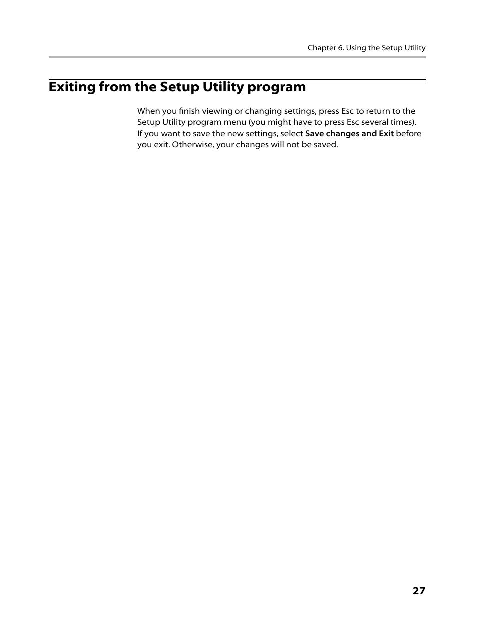 Exiting from the setup utility program | Lenovo H430 Desktop User Manual | Page 29 / 66