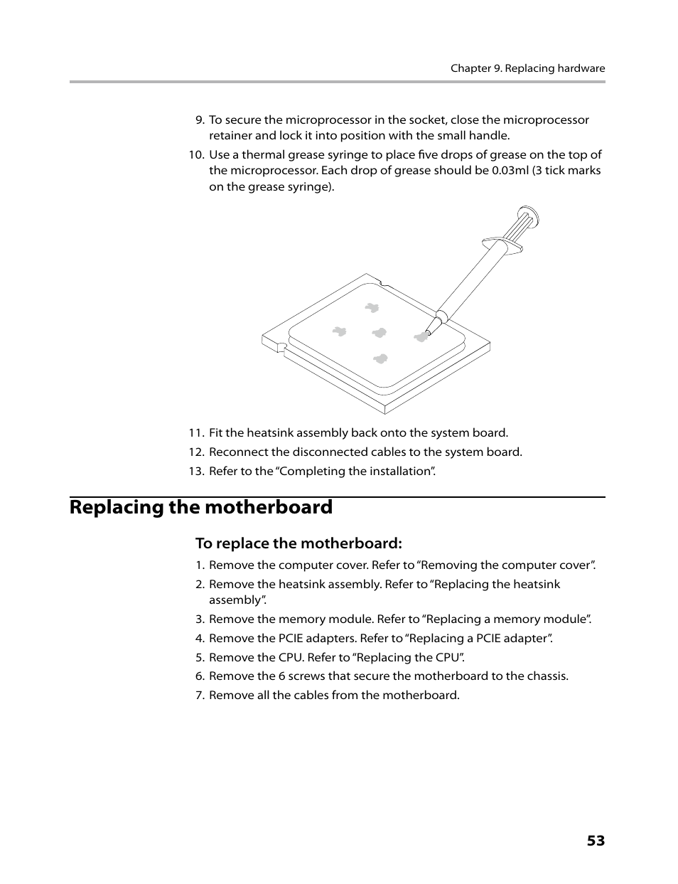 Replacing the motherboard | Lenovo H430 Desktop User Manual | Page 55 / 66