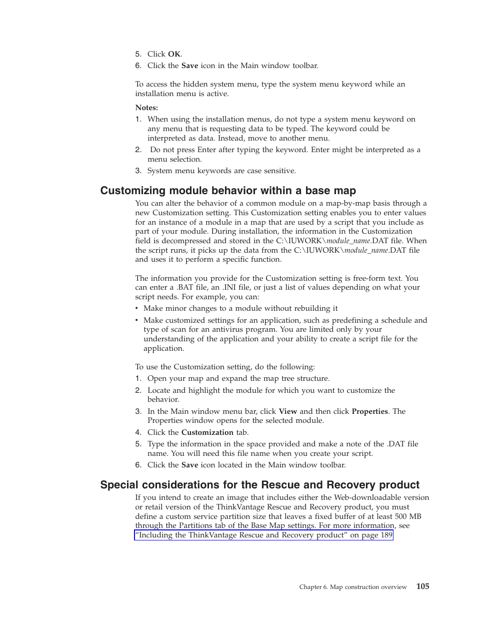 Customizing module behavior within a base map | Lenovo ThinkVantage ImageUltra Builder Version 5.0 User Manual | Page 119 / 222