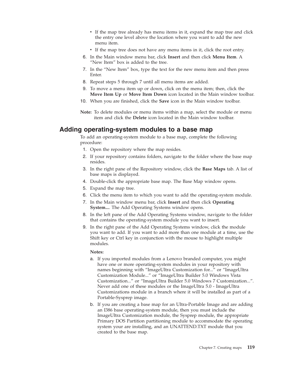 Adding operating-system modules to a base map | Lenovo ThinkVantage ImageUltra Builder Version 5.0 User Manual | Page 133 / 222