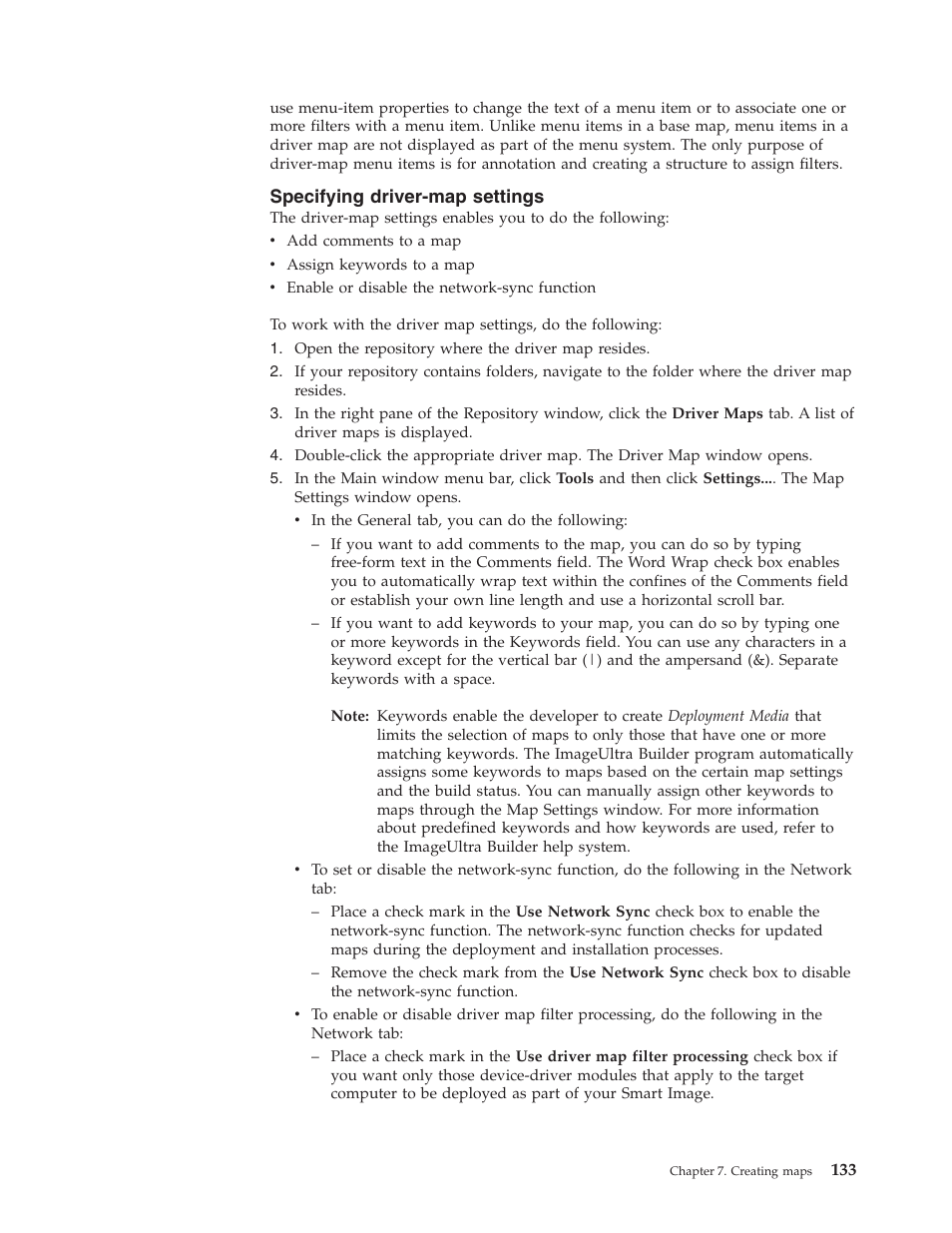 Specifying driver-map settings | Lenovo ThinkVantage ImageUltra Builder Version 5.0 User Manual | Page 147 / 222