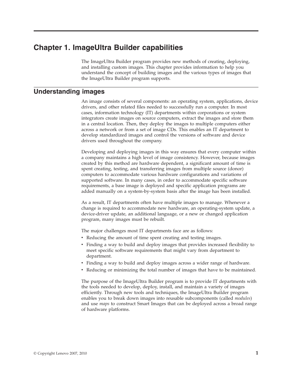 Chapter 1. imageultra builder capabilities, Understanding images | Lenovo ThinkVantage ImageUltra Builder Version 5.0 User Manual | Page 15 / 222