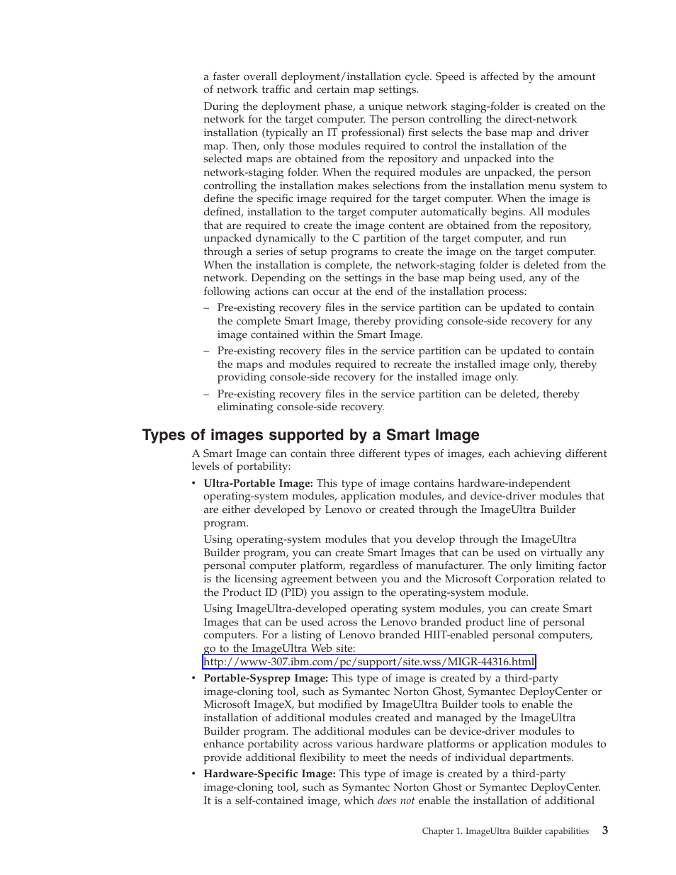 Types of images supported by a smart image | Lenovo ThinkVantage ImageUltra Builder Version 5.0 User Manual | Page 17 / 222