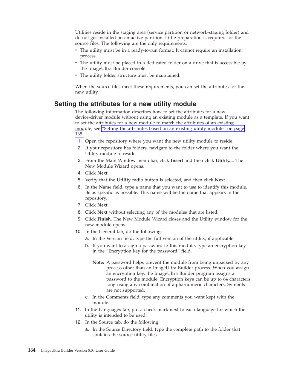 Setting the attributes for a new utility module | Lenovo ThinkVantage ImageUltra Builder Version 5.0 User Manual | Page 178 / 222