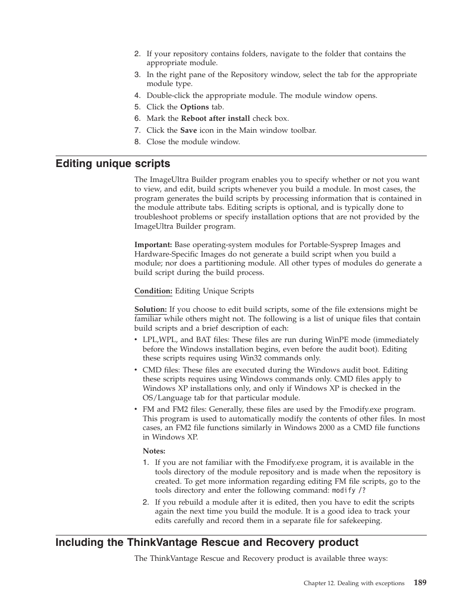 Editing unique scripts | Lenovo ThinkVantage ImageUltra Builder Version 5.0 User Manual | Page 203 / 222