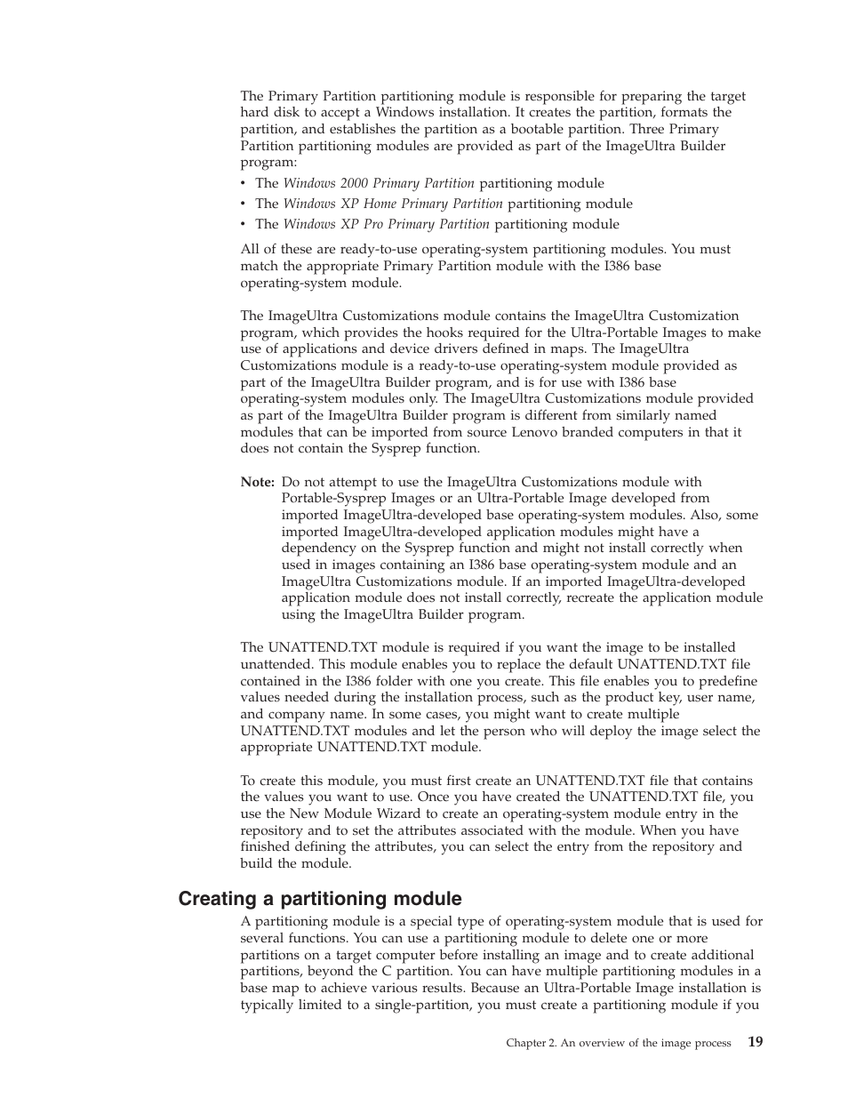 Creating a partitioning module | Lenovo ThinkVantage ImageUltra Builder Version 5.0 User Manual | Page 33 / 222