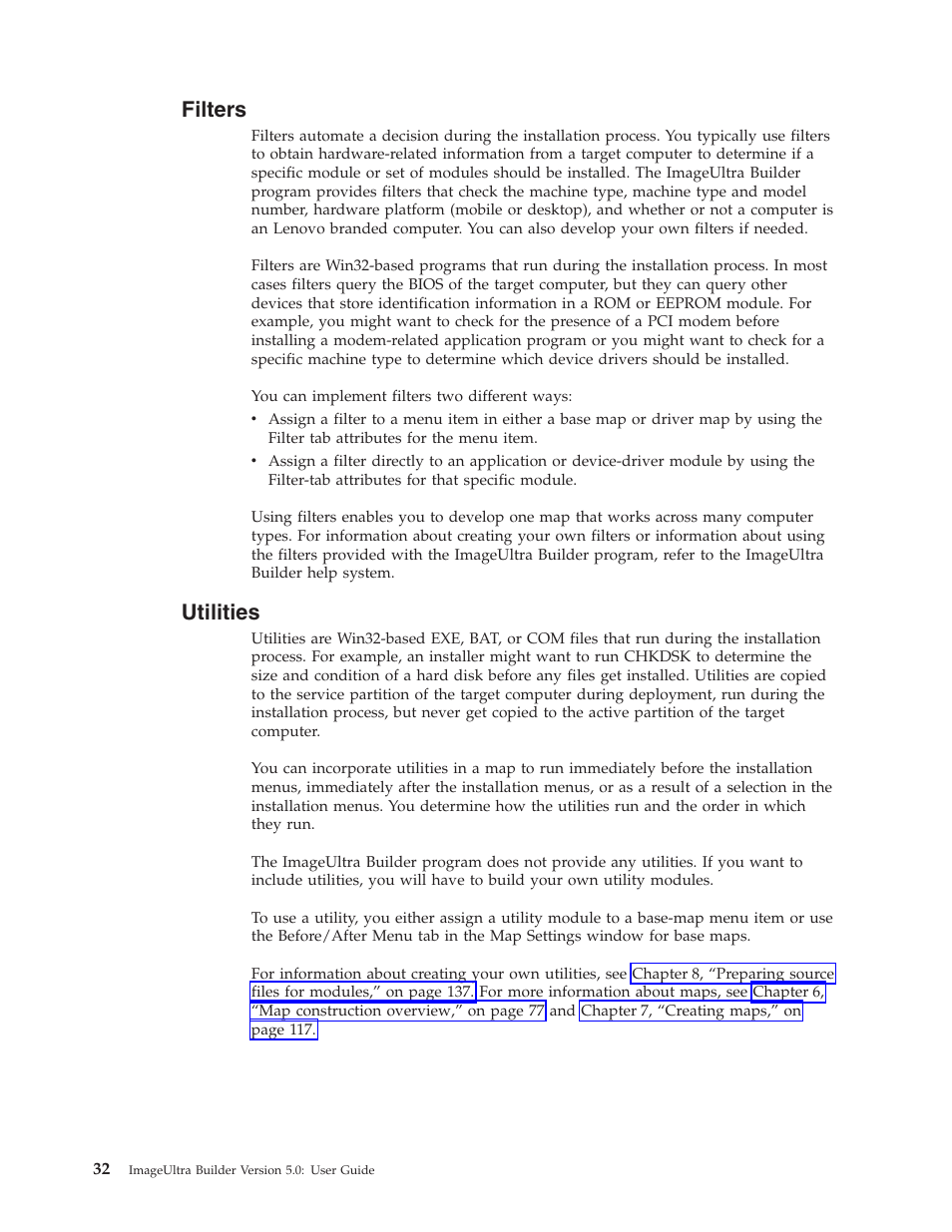 Filters, Utilities | Lenovo ThinkVantage ImageUltra Builder Version 5.0 User Manual | Page 46 / 222