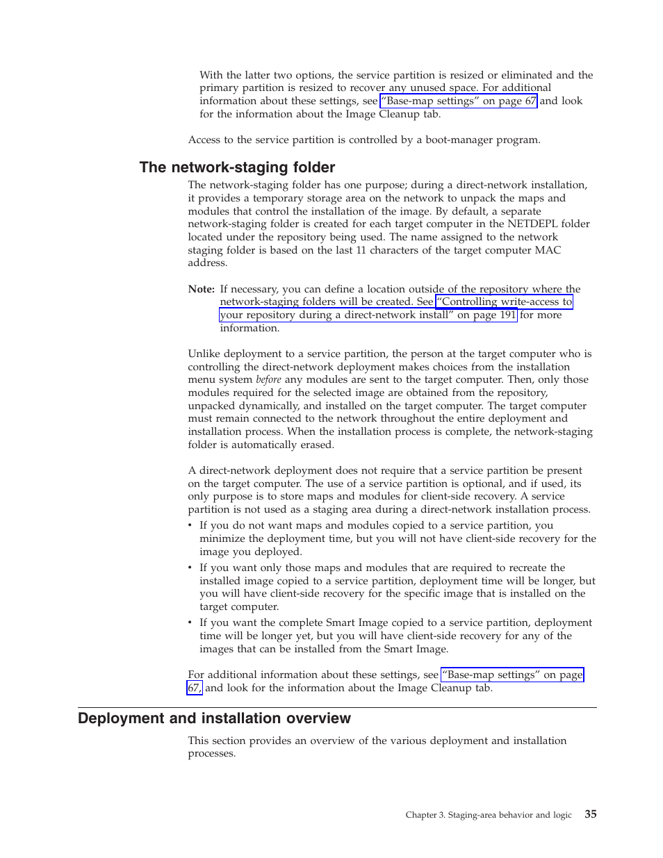 The network-staging folder, Deployment and installation overview | Lenovo ThinkVantage ImageUltra Builder Version 5.0 User Manual | Page 49 / 222