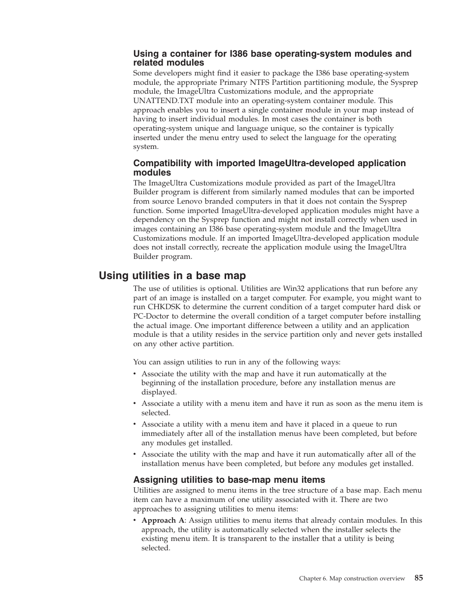 Using utilities in a base map, Assigning utilities to base-map menu items | Lenovo ThinkVantage ImageUltra Builder Version 5.0 User Manual | Page 99 / 222