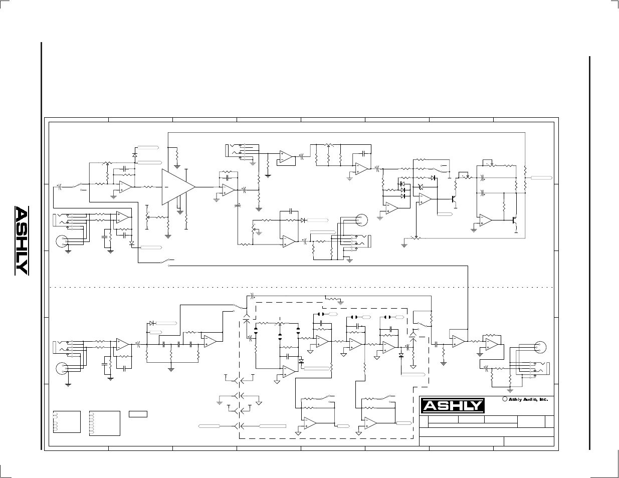 Eq compressor/limiter, Schema tics, Output balanced input | Detector, Balanced input, Output, Eq switch, Cascade, Filter board, 20 hz hpf 18db /oct | Ashly DPX-100 User Manual | Page 17 / 20