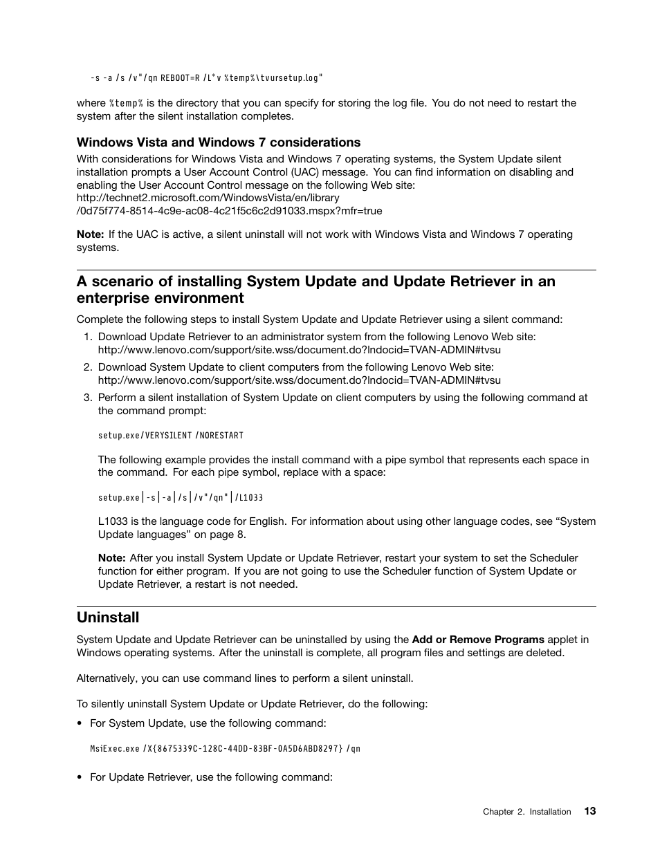 Uninstall | Lenovo System Update Solution User Manual | Page 19 / 94