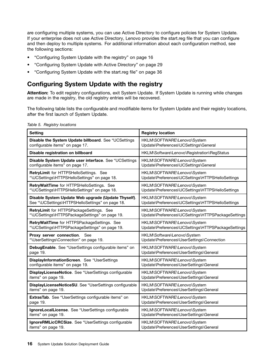 Configuring system update with the registry | Lenovo System Update Solution User Manual | Page 22 / 94