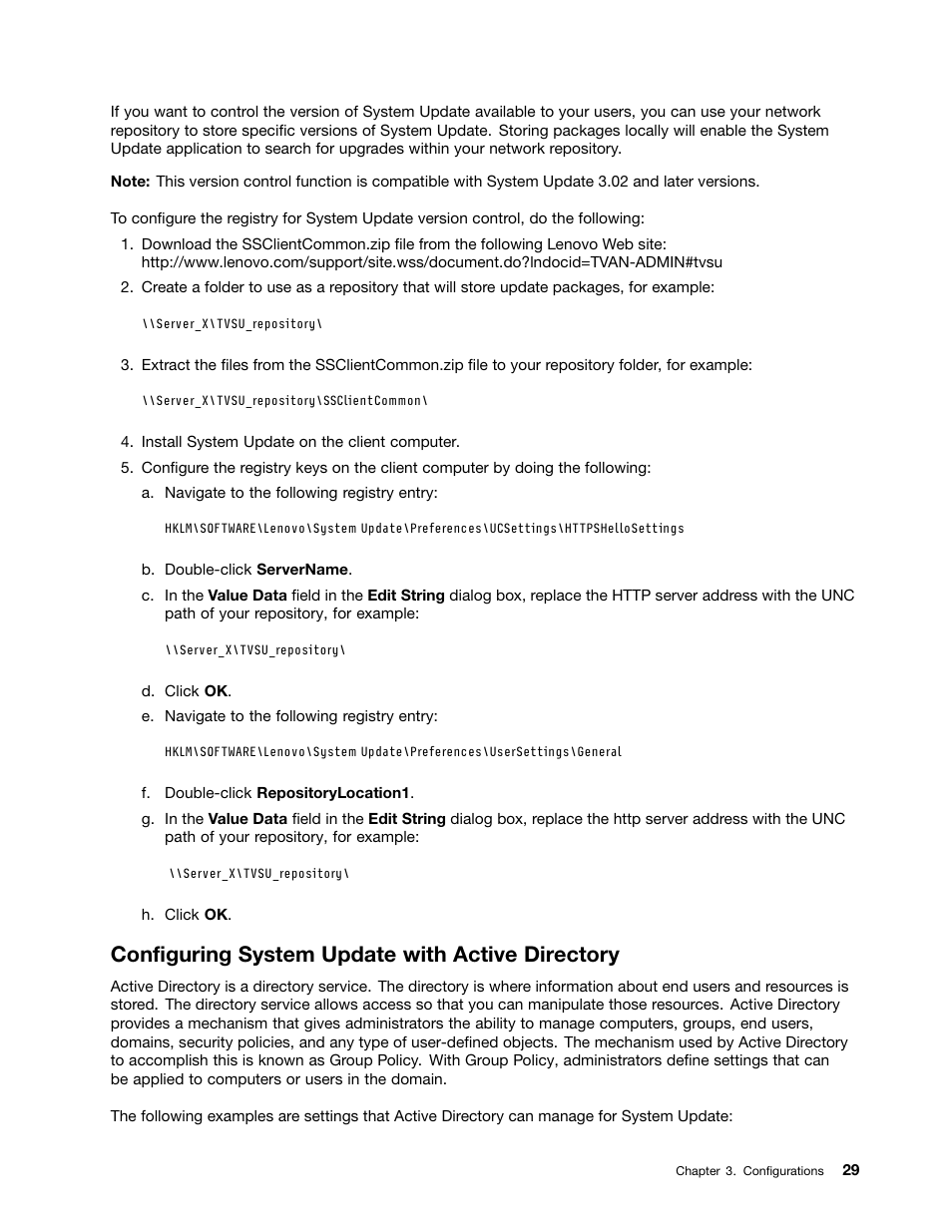 Configuring system update with active directory | Lenovo System Update Solution User Manual | Page 35 / 94