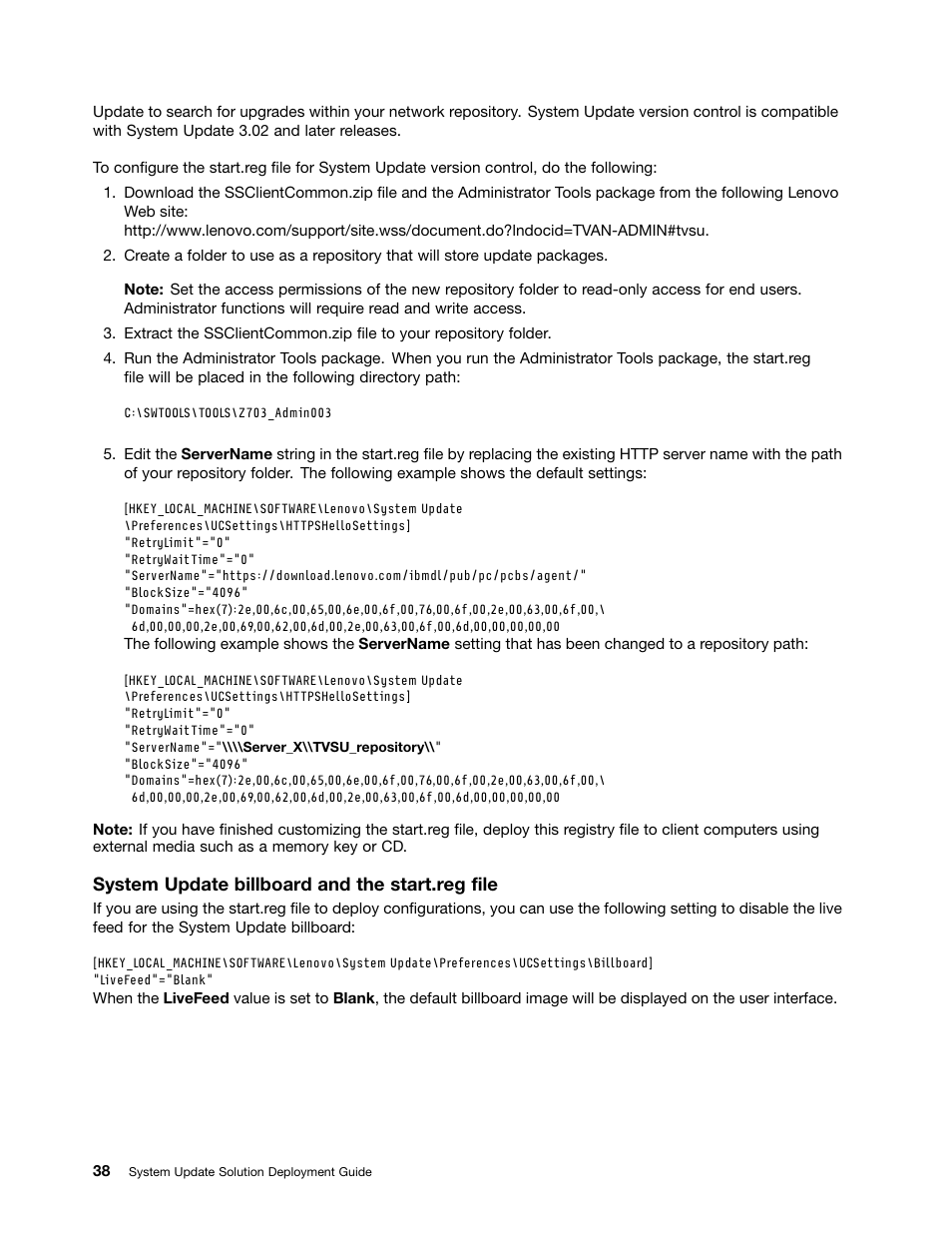 System update billboard and the start.reg file | Lenovo System Update Solution User Manual | Page 44 / 94