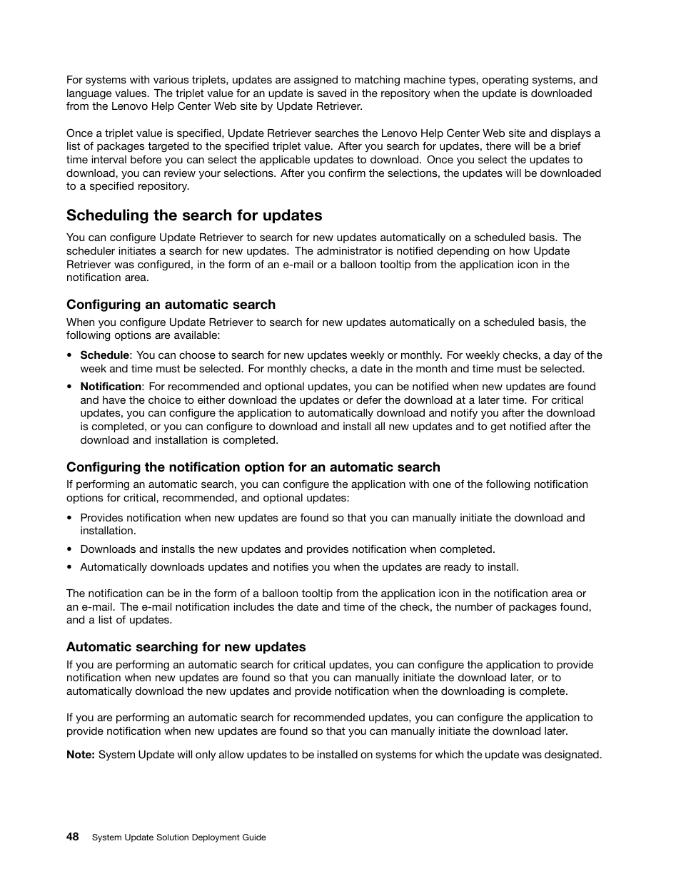 Scheduling the search for updates | Lenovo System Update Solution User Manual | Page 54 / 94