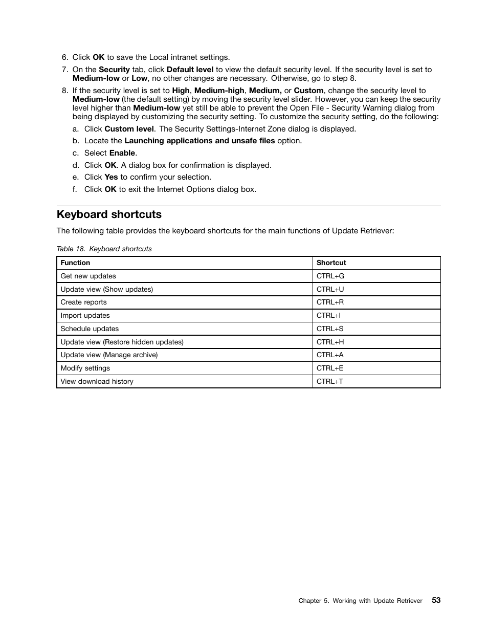 Keyboard shortcuts | Lenovo System Update Solution User Manual | Page 59 / 94