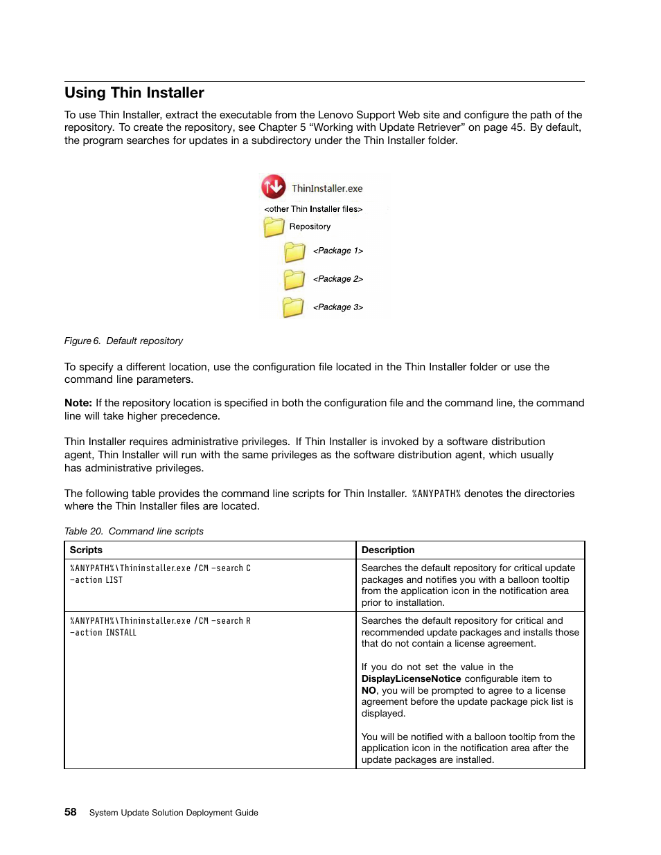 Using thin installer | Lenovo System Update Solution User Manual | Page 64 / 94