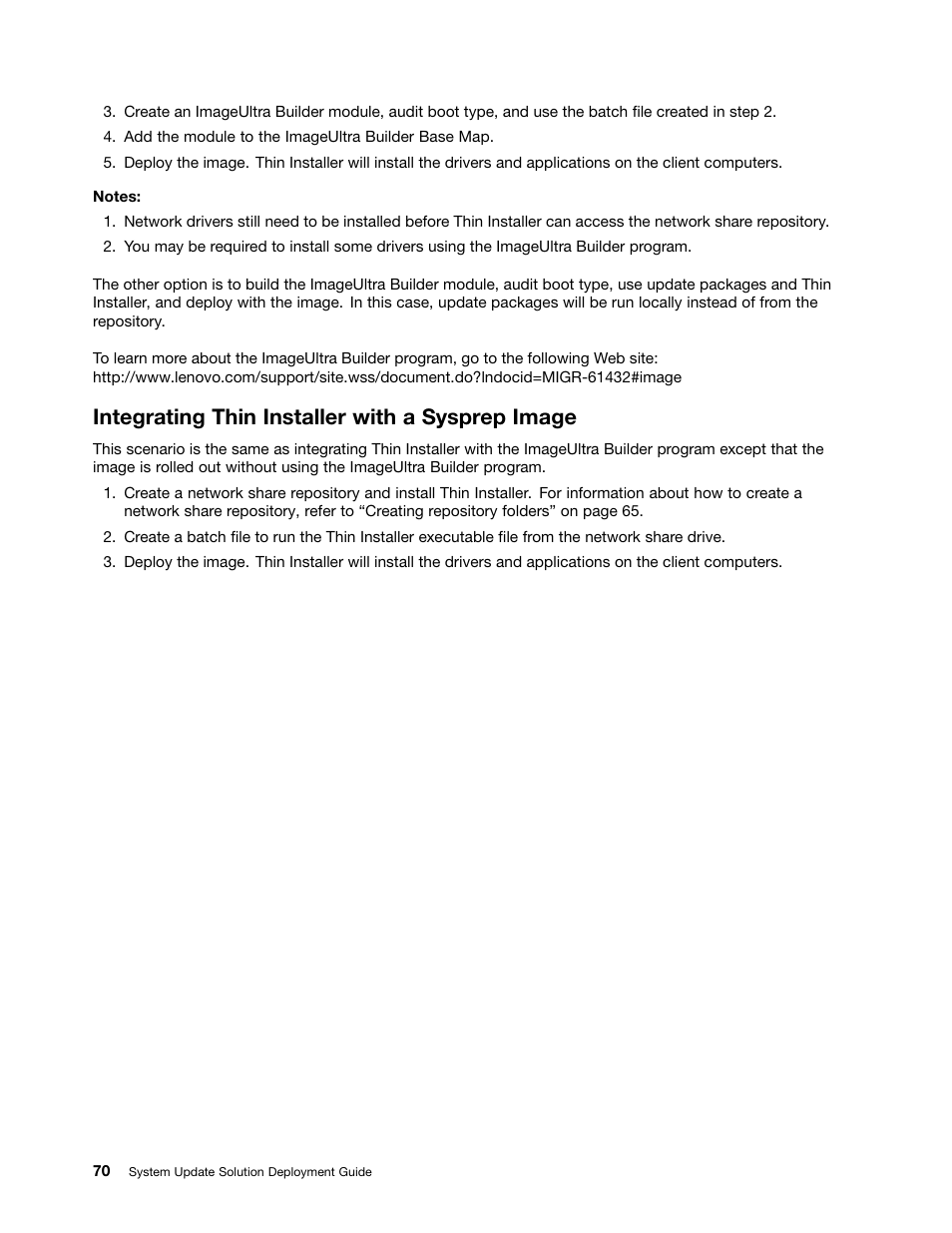 Integrating thin installer with a sysprep image | Lenovo System Update Solution User Manual | Page 76 / 94