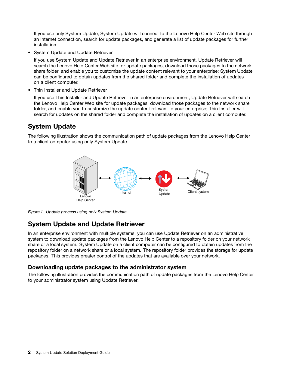 System update, System update and update retriever | Lenovo System Update Solution User Manual | Page 8 / 94