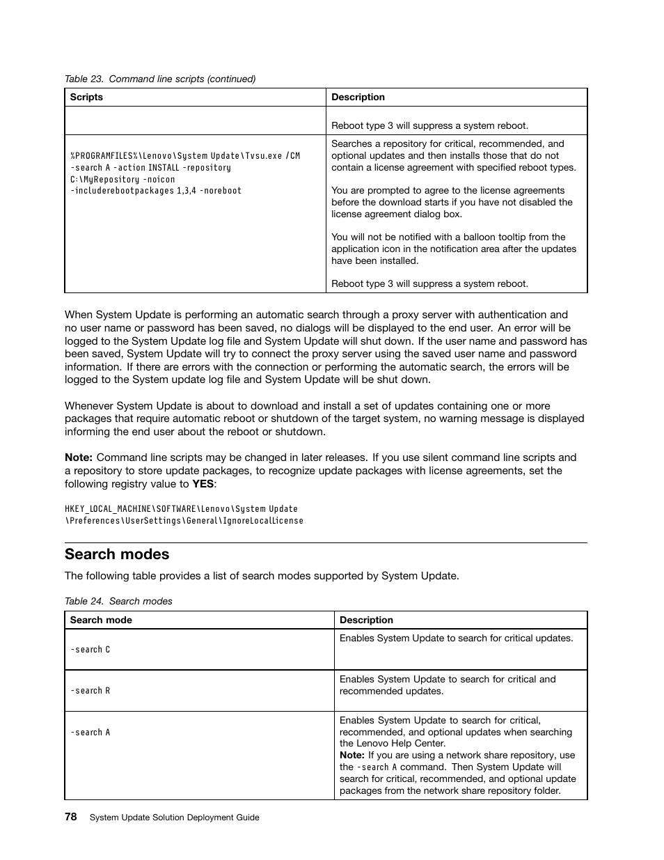 Search modes | Lenovo System Update Solution User Manual | Page 84 / 94