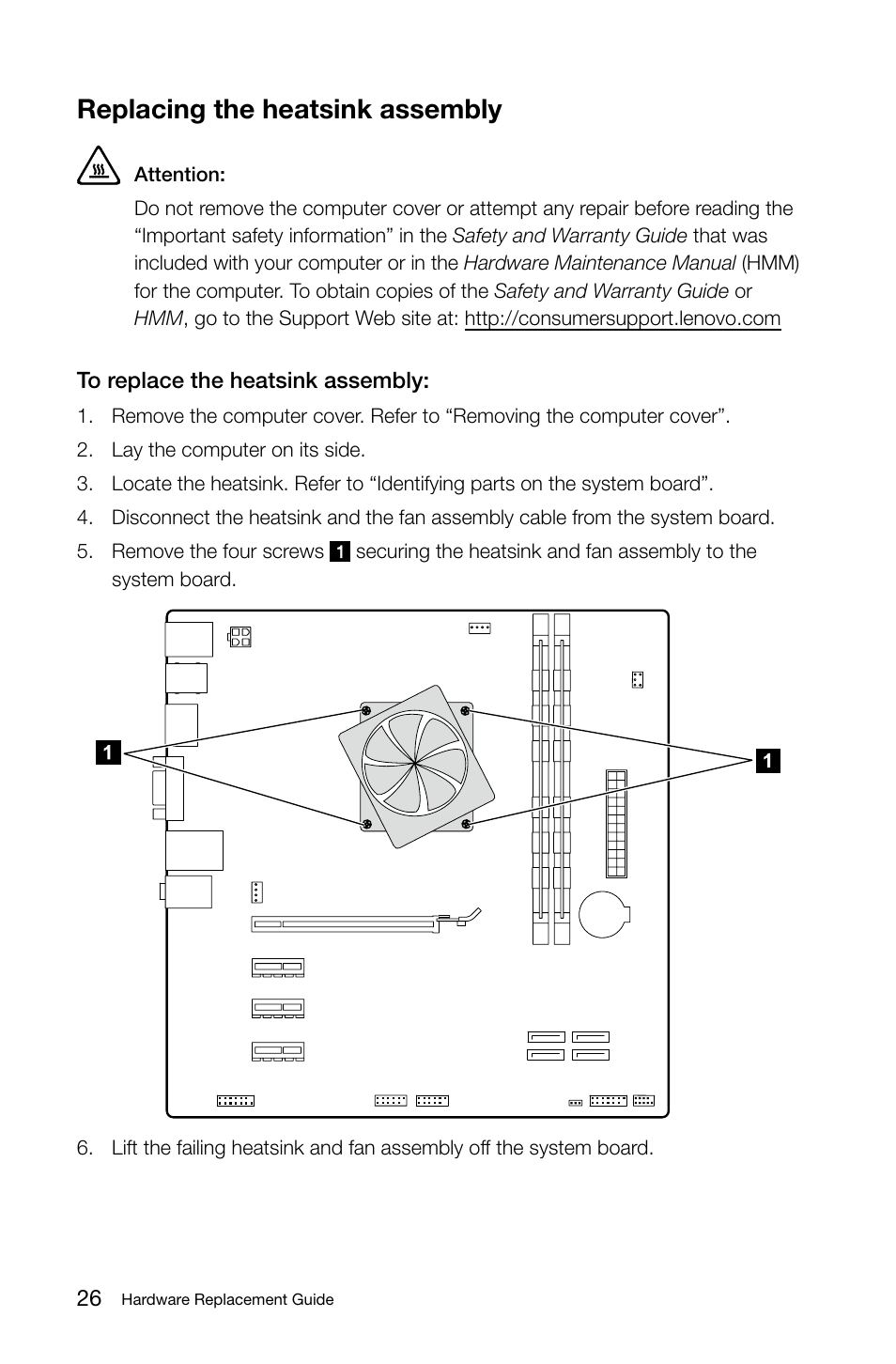 Replacing the heatsink assembly | Lenovo H420 Desktop User Manual | Page 31 / 39
