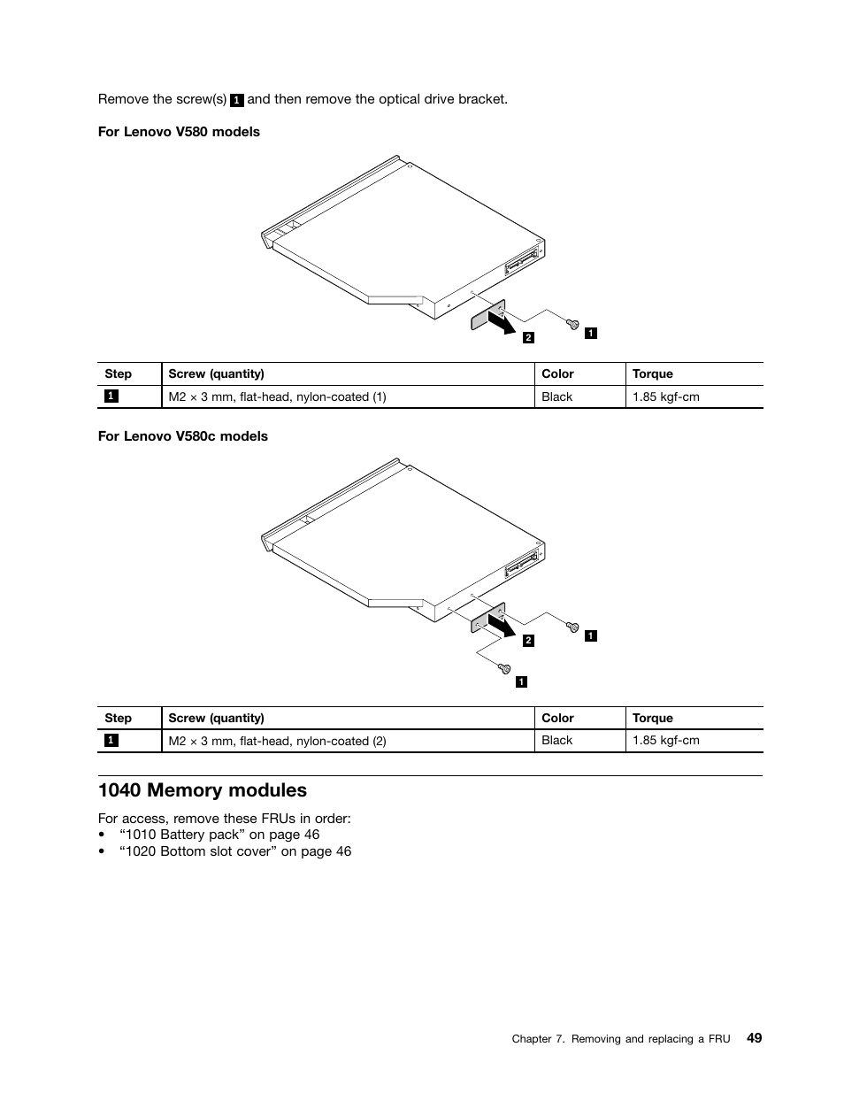 1040 memory modules | Lenovo V580c Notebook User Manual | Page 55 / 114