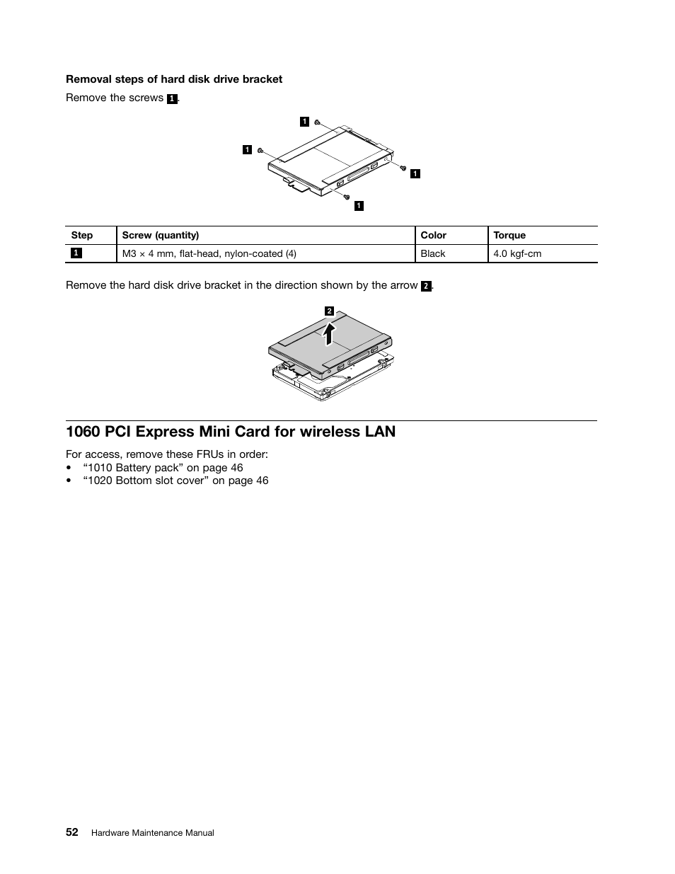 1060 pci express mini card for wireless lan | Lenovo V580c Notebook User Manual | Page 58 / 114