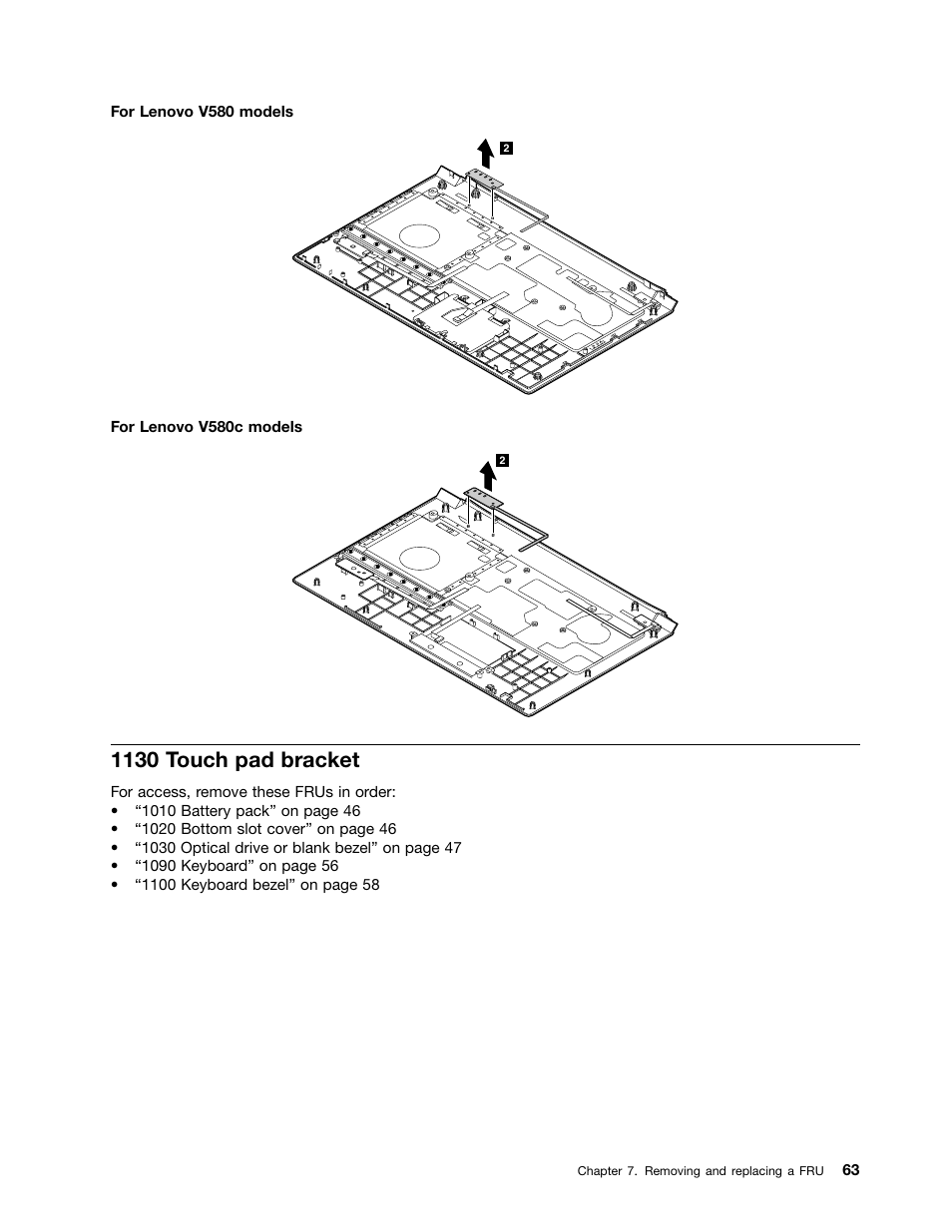 1130 touch pad bracket | Lenovo V580c Notebook User Manual | Page 69 / 114
