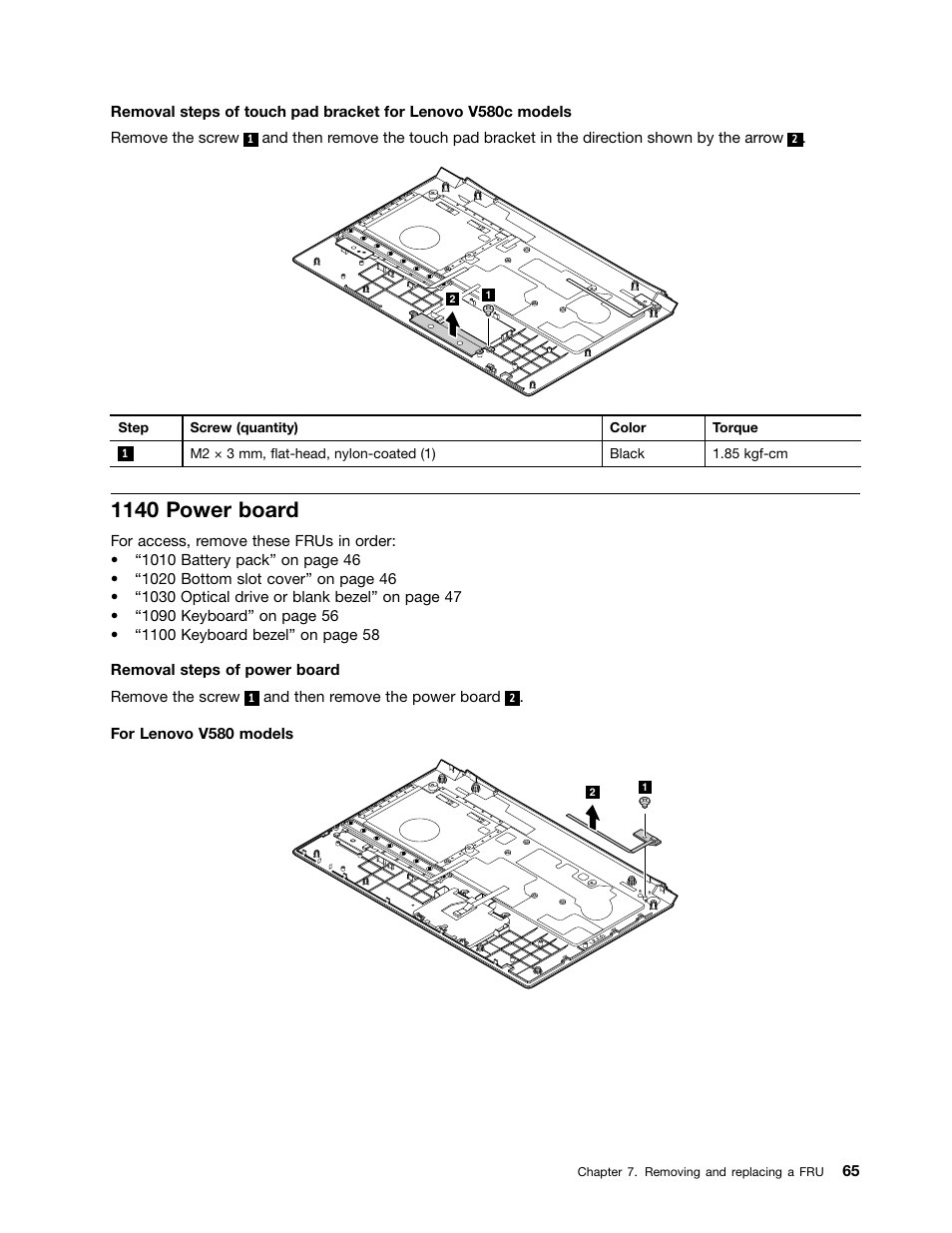 1140 power board | Lenovo V580c Notebook User Manual | Page 71 / 114