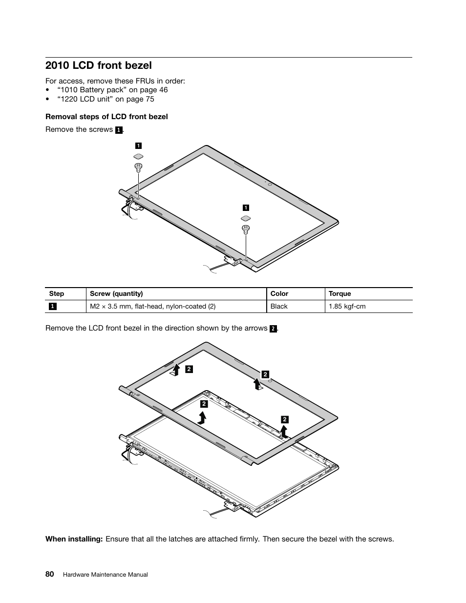 2010 lcd front bezel | Lenovo V580c Notebook User Manual | Page 86 / 114