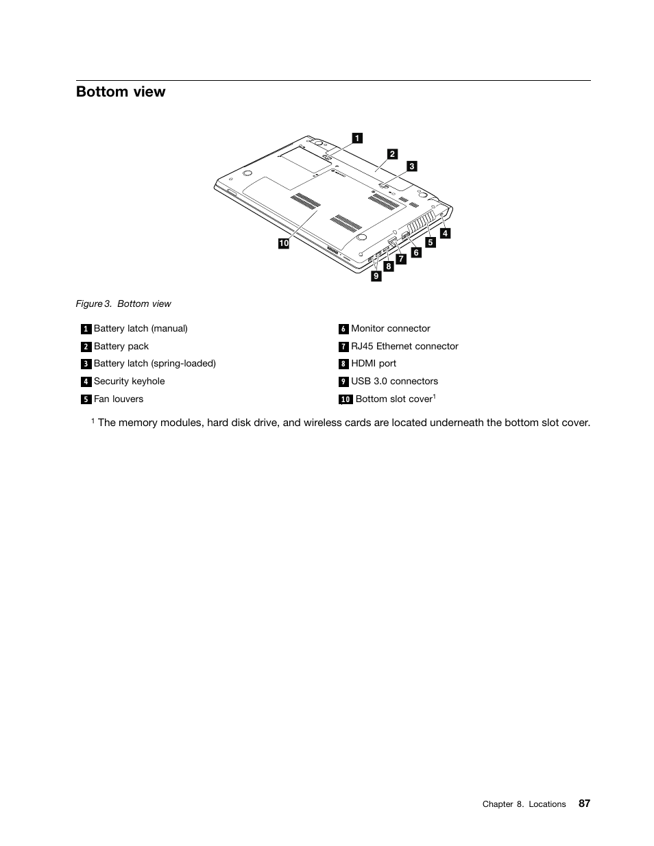 Bottom view | Lenovo V580c Notebook User Manual | Page 93 / 114