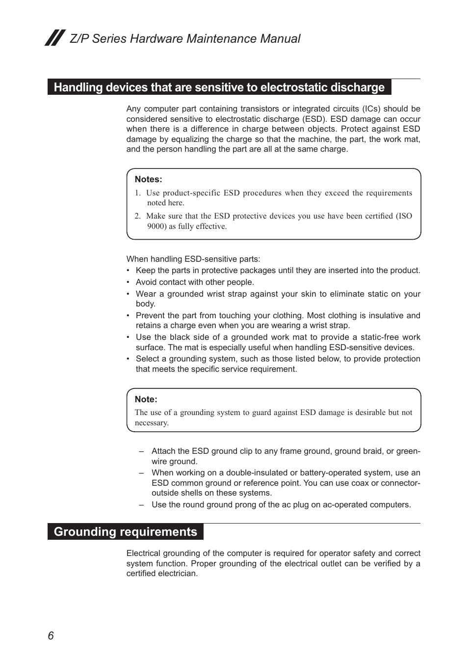 Grounding requirements, Handling devices that are sensitive to, Electrostatic discharge | Lenovo IdeaPad P500 Touch Notebook User Manual | Page 10 / 121