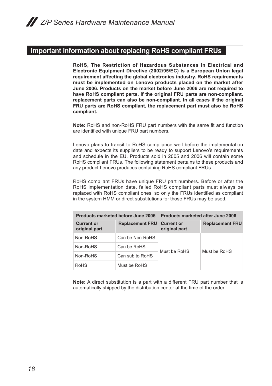 Important information about replacing, Rohs compliant frus | Lenovo IdeaPad P500 Touch Notebook User Manual | Page 22 / 121