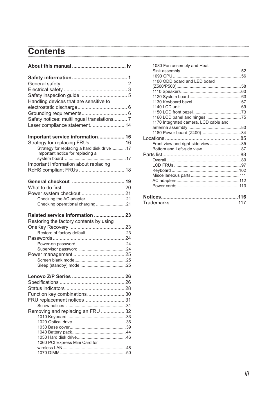 Lenovo IdeaPad P500 Touch Notebook User Manual | Page 3 / 121