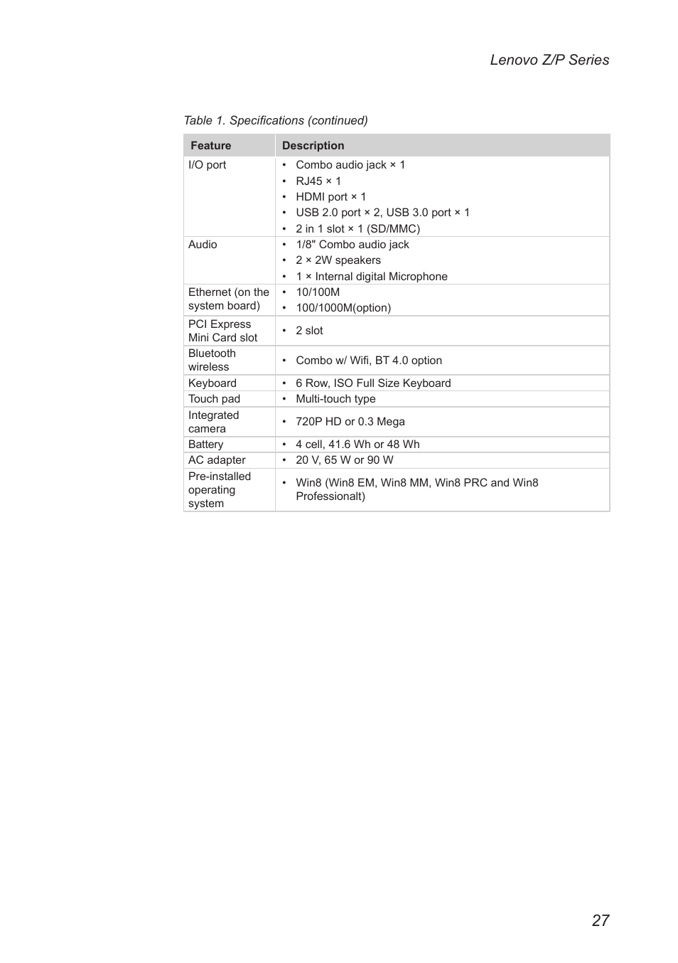 Lenovo z/p series | Lenovo IdeaPad P500 Touch Notebook User Manual | Page 31 / 121