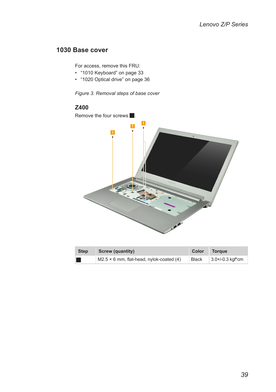 1030 base cover | Lenovo IdeaPad P500 Touch Notebook User Manual | Page 43 / 121