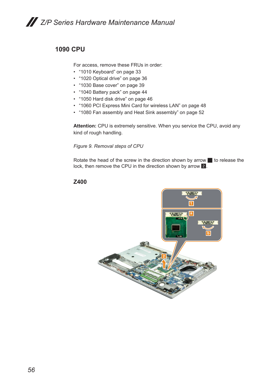 1090 cpu, Z/p series hardware maintenance manual | Lenovo IdeaPad P500 Touch Notebook User Manual | Page 60 / 121